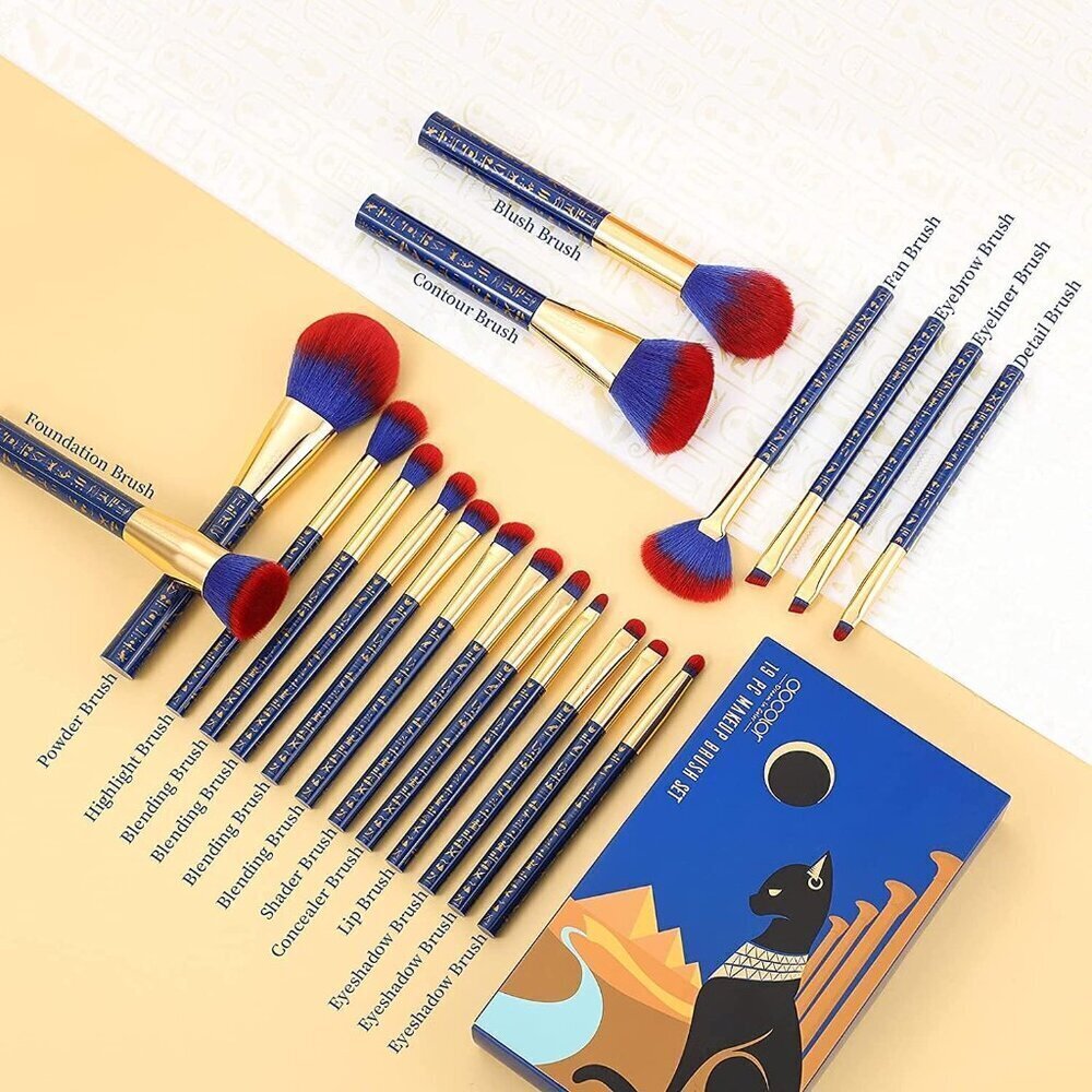 🆕 Makeup Brushes 19Pcs Ancient Egyptian Premium Foundation Contour Blush Liner - Picture 5 of 9